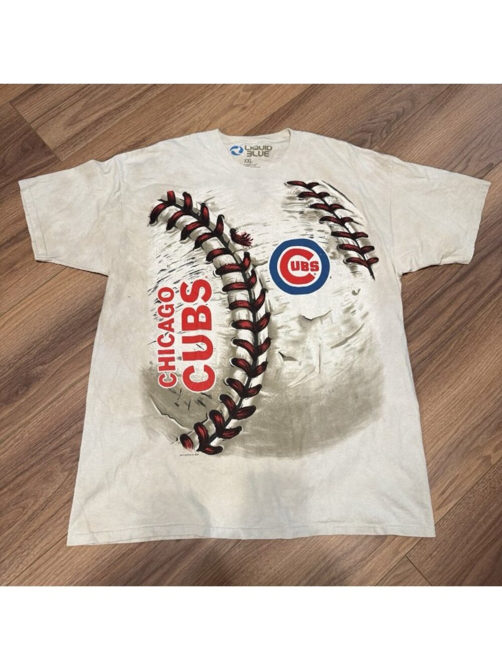 Chicago Cubs Baseball Liquid Blue T Shirt Mens XL All Over Print Graphic